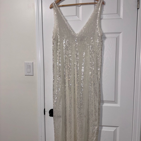 Zara Dresses & Skirts - Zara Cream Sequin Maxi Dress